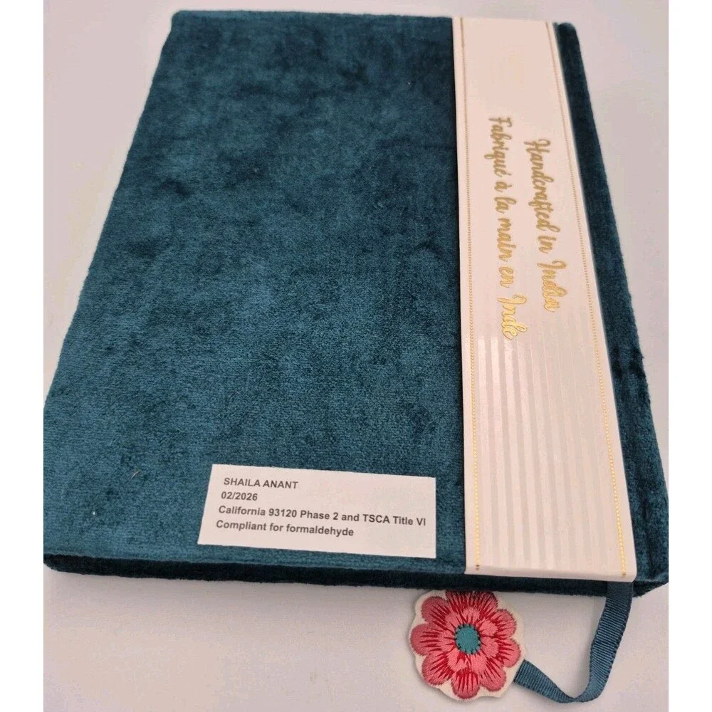 Handcrafted Beaded Embroidered Journal Floral Velvet Handmade in India 8x6 Gift